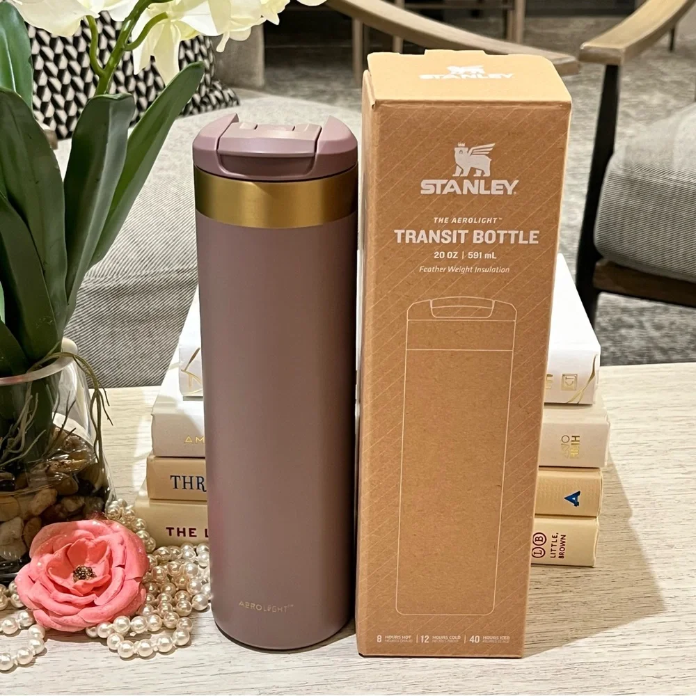 STANLEY Aerolight Transit Bottle Cup 20 Oz CASHMERE Rose Pink Gold - Picture 4 of 11